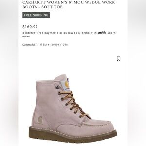 Carhartt NEW Women's Lace-Up Moc Toe Boots in Soft Pink